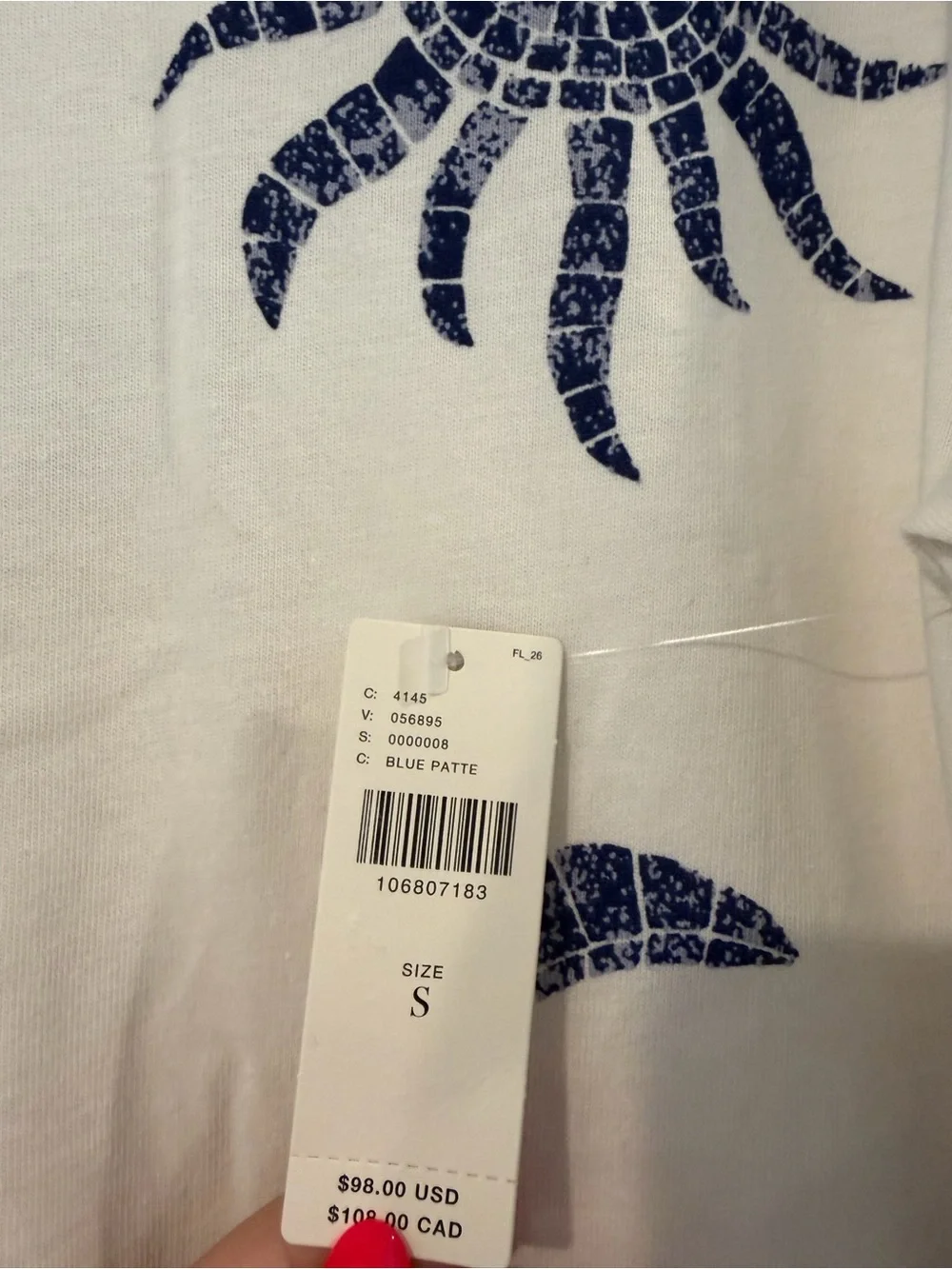 White & Navy Printed Maxi Swim Cover-Up Dress